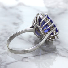 Load image into Gallery viewer, 5.06ct Trillion Tanzanite Ring with Diamond Halo in 14K White Gold