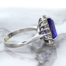 Load image into Gallery viewer, 5.06ct Trillion Tanzanite Ring with Diamond Halo in 14K White Gold
