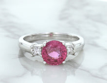 Load image into Gallery viewer, 2.26ct Round Pink Sapphire Ring with Diamond Accents in 18K White Gold