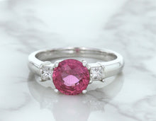 Load image into Gallery viewer, 2.26ct Round Pink Sapphire Ring with Diamond Accents in 18K White Gold