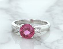 Load image into Gallery viewer, 2.26ct Round Pink Sapphire Ring with Diamond Accents in 18K White Gold