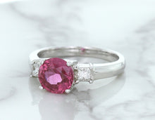 Load image into Gallery viewer, 2.26ct Round Pink Sapphire Ring with Diamond Accents in 18K White Gold