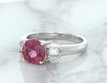 Load image into Gallery viewer, 2.26ct Round Pink Sapphire Ring with Diamond Accents in 18K White Gold