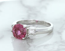 Load image into Gallery viewer, 2.26ct Round Pink Sapphire Ring with Diamond Accents in 18K White Gold