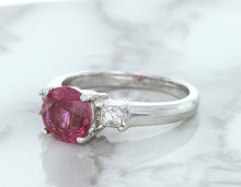 Load image into Gallery viewer, 2.26ct Round Pink Sapphire Ring with Diamond Accents in 18K White Gold