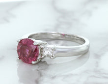 Load image into Gallery viewer, 2.26ct Round Pink Sapphire Ring with Diamond Accents in 18K White Gold