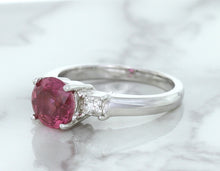 Load image into Gallery viewer, 2.26ct Round Pink Sapphire Ring with Diamond Accents in 18K White Gold