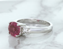 Load image into Gallery viewer, 2.26ct Round Pink Sapphire Ring with Diamond Accents in 18K White Gold