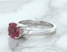 Load image into Gallery viewer, 2.26ct Round Pink Sapphire Ring with Diamond Accents in 18K White Gold