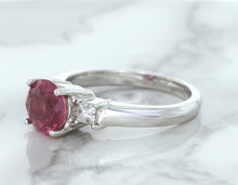 Load image into Gallery viewer, 2.26ct Round Pink Sapphire Ring with Diamond Accents in 18K White Gold
