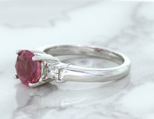 Load image into Gallery viewer, 2.26ct Round Pink Sapphire Ring with Diamond Accents in 18K White Gold