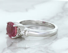 Load image into Gallery viewer, 2.26ct Round Pink Sapphire Ring with Diamond Accents in 18K White Gold