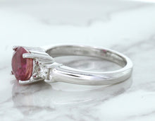 Load image into Gallery viewer, 2.26ct Round Pink Sapphire Ring with Diamond Accents in 18K White Gold