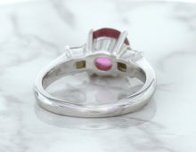Load image into Gallery viewer, 2.26ct Round Pink Sapphire Ring with Diamond Accents in 18K White Gold