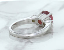 Load image into Gallery viewer, 2.26ct Round Pink Sapphire Ring with Diamond Accents in 18K White Gold