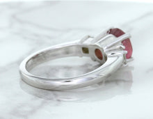 Load image into Gallery viewer, 2.26ct Round Pink Sapphire Ring with Diamond Accents in 18K White Gold