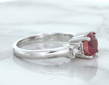 Load image into Gallery viewer, 2.26ct Round Pink Sapphire Ring with Diamond Accents in 18K White Gold