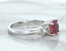 Load image into Gallery viewer, 2.26ct Round Pink Sapphire Ring with Diamond Accents in 18K White Gold