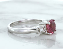 Load image into Gallery viewer, 2.26ct Round Pink Sapphire Ring with Diamond Accents in 18K White Gold