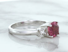 Load image into Gallery viewer, 2.26ct Round Pink Sapphire Ring with Diamond Accents in 18K White Gold