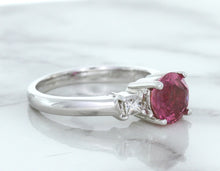 Load image into Gallery viewer, 2.26ct Round Pink Sapphire Ring with Diamond Accents in 18K White Gold
