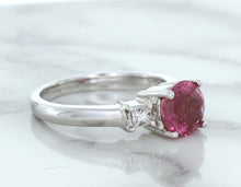Load image into Gallery viewer, 2.26ct Round Pink Sapphire Ring with Diamond Accents in 18K White Gold