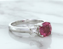 Load image into Gallery viewer, 2.26ct Round Pink Sapphire Ring with Diamond Accents in 18K White Gold