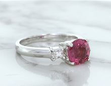 Load image into Gallery viewer, 2.26ct Round Pink Sapphire Ring with Diamond Accents in 18K White Gold