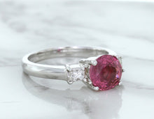 Load image into Gallery viewer, 2.26ct Round Pink Sapphire Ring with Diamond Accents in 18K White Gold