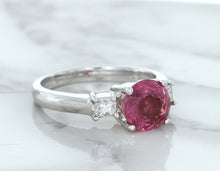 Load image into Gallery viewer, 2.26ct Round Pink Sapphire Ring with Diamond Accents in 18K White Gold