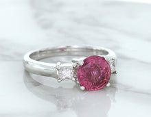 Load image into Gallery viewer, 2.26ct Round Pink Sapphire Ring with Diamond Accents in 18K White Gold