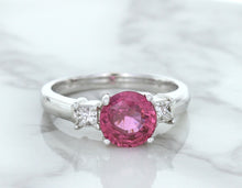 Load image into Gallery viewer, 2.26ct Round Pink Sapphire Ring with Diamond Accents in 18K White Gold