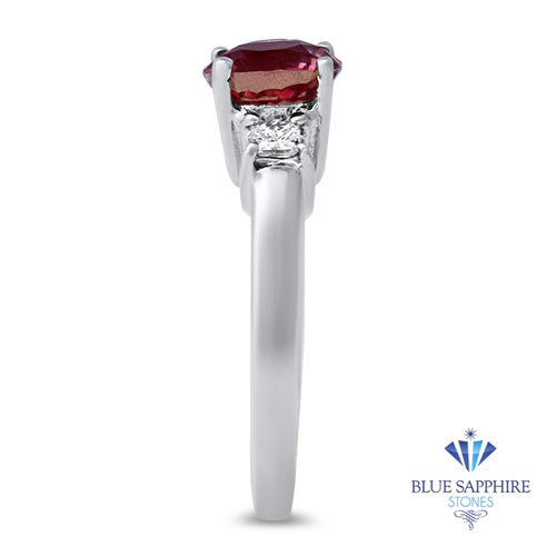 2.26ct Round Pink Sapphire Ring with Diamond Accents in 18K White Gold