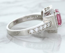 Load image into Gallery viewer, 1.56ct Radiant Pink Sapphire Ring with Diamond Halo in 18K White Gold