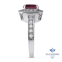 Load image into Gallery viewer, 1.56ct Radiant Pink Sapphire Ring with Diamond Halo in 18K White Gold