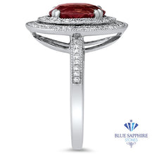 Load image into Gallery viewer, 2.90ct Oval Pink Sapphire Ring with Double Diamond Halo in 14K White Gold
