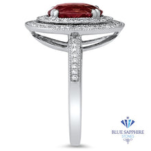 Load image into Gallery viewer, 2.90ct Oval Pink Sapphire Ring with Double Diamond Halo in 14K White Gold