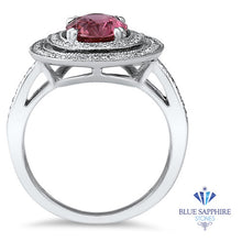 Load image into Gallery viewer, 2.90ct Oval Pink Sapphire Ring with Double Diamond Halo in 14K White Gold