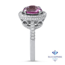 Load image into Gallery viewer, 3.09ct Oval Pink Sapphire Ring with Diamond Halo in 14K White Gold