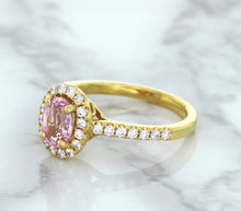 Load image into Gallery viewer, 1.14ct Oval Pink Sapphire Ring with Diamond Halo in 18K Rose Gold