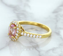 Load image into Gallery viewer, 1.14ct Oval Pink Sapphire Ring with Diamond Halo in 18K Rose Gold
