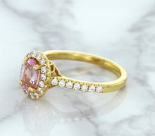 Load image into Gallery viewer, 1.14ct Oval Pink Sapphire Ring with Diamond Halo in 18K Rose Gold