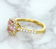 Load image into Gallery viewer, 1.14ct Oval Pink Sapphire Ring with Diamond Halo in 18K Rose Gold