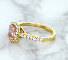 Load image into Gallery viewer, 1.14ct Oval Pink Sapphire Ring with Diamond Halo in 18K Rose Gold