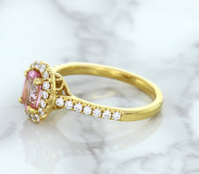 Load image into Gallery viewer, 1.14ct Oval Pink Sapphire Ring with Diamond Halo in 18K Rose Gold