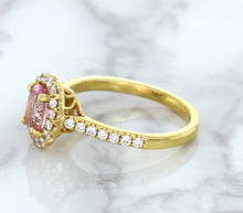 Load image into Gallery viewer, 1.14ct Oval Pink Sapphire Ring with Diamond Halo in 18K Rose Gold