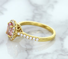 Load image into Gallery viewer, 1.14ct Oval Pink Sapphire Ring with Diamond Halo in 18K Rose Gold