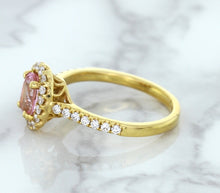 Load image into Gallery viewer, 1.14ct Oval Pink Sapphire Ring with Diamond Halo in 18K Rose Gold