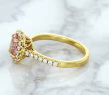 Load image into Gallery viewer, 1.14ct Oval Pink Sapphire Ring with Diamond Halo in 18K Rose Gold