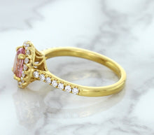 Load image into Gallery viewer, 1.14ct Oval Pink Sapphire Ring with Diamond Halo in 18K Rose Gold
